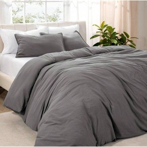 Ultra Soft Microfiber Duvet Cover Set - King/Cal King - Grey - Breathable Easy Care - 1 of 4