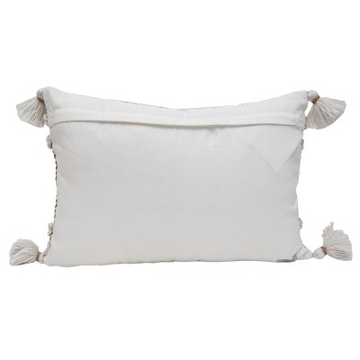 Hand Woven Brown and Beige Polyester Lumbar Pillow