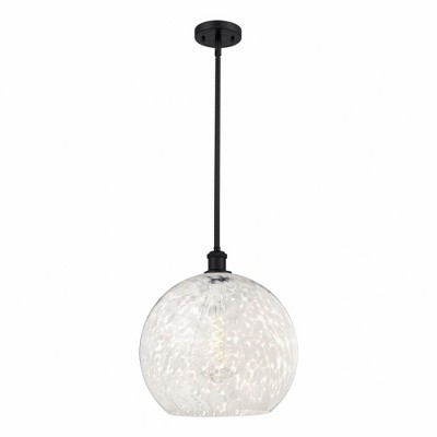 White Mouchette - 1 Light Stem Hung Pendant In Modern Style-16.63 Inches Tall and 13.75 Inches Wide