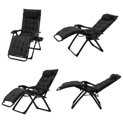 Zero Gravity Lounge Chair, 26" Portable Reclining  Chair with Cup Holder, Footrest, Removable Cushion, 440LBS Heavy Duty Folding Recliner Chair