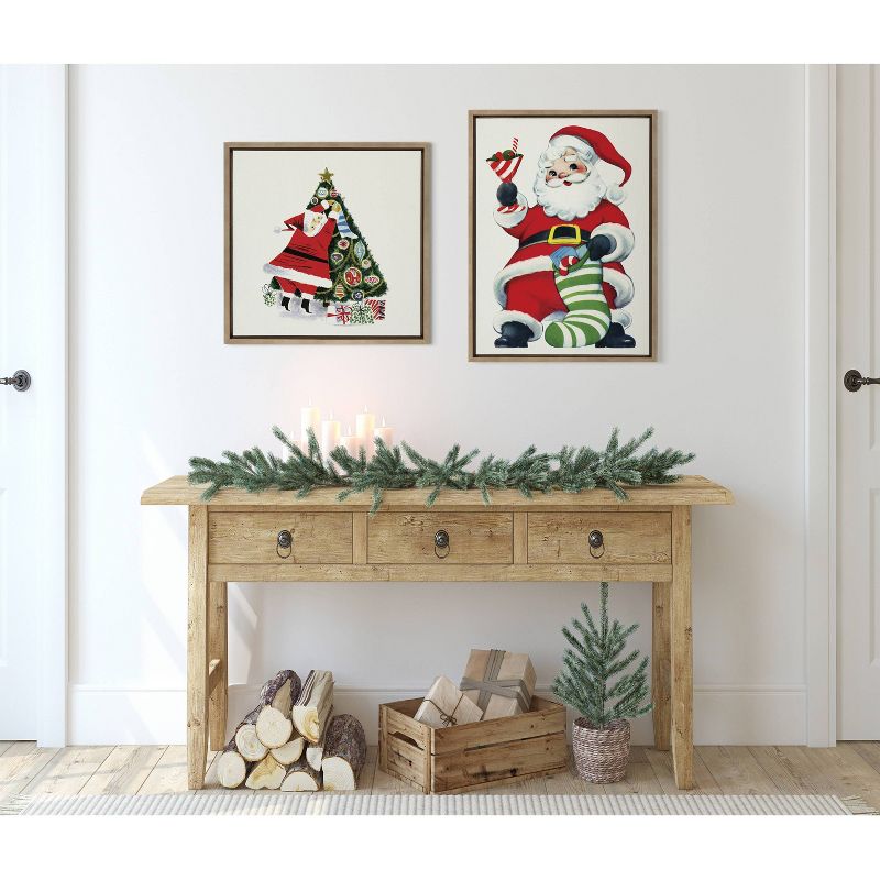 22&#34; x 22&#34; Sylvie Santa Claus Decorating Tree Framed Wall Canvas by Corinna Buchholz Gold - Kate &#38; Laurel All Things Decor, 6 of 9