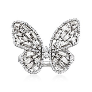 Ross-Simons 1.00 ct. t.w. Diamond Butterfly Ring in 14kt White Gold Size 5 - 1 of 4