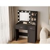 HYLEORY Vanity Desk with Mirror, Power Outlet and 10 Lights, Makeup Table with 3 Drawers,3 Color Modes Available for Bedroom - 3 of 4