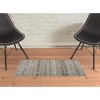 HomeRoots 2' X 3' Gray Ivory And Blue Abstract Distressed Area Rug With Fringe - 2 of 4