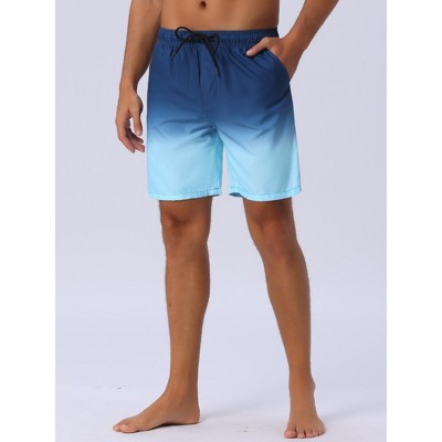 Мужские брюки INSPIRE CHIC Men's Gradient Color Drawstring Elastic Waist Lining Summer Swimming Trunks Light Blue 30 — фото 2