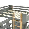 NicBex Full Size Bunk Bed with Foldable Desk Wooden Bed Frame with Storage Shelves, Ladder and Full Length Guardrail, No Box Spring Required - 4 of 4