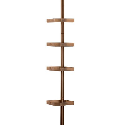 4 Tier Tension Metal Pole Caddy Adjustable Shower Corner Shelf Storage  Organizer