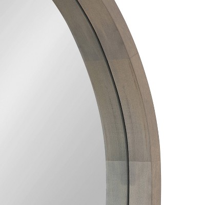 Gray 30" Round Wood Frame Wall Mirror