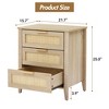 Whizmax Rattan Nightstand - 3-Drawer Bedside Table with Wood Legs, Farmhouse End Table for Bedroom, Living Room & Entryway - 4 of 4