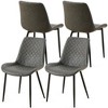 DOMETOUR Set of 4 PU Leather Dining Chairs Mid-Century Modern Armless Chair with Metal Legs For Kitchen Dining Room - 3 of 4