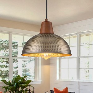 LLHZSY Hammered Pendant Chandelier Light 10 1/4" Wide Light Fixture for Kitchen Island Dining Room - Antique Bronze - 1 of 4
