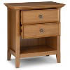 Vynxaria Traditional 2-Drawer Bedside Table - Light Golden Brown (16"D x24"W x26"H), Solid Wood, NC Lacquer, Bronze Pulls, Open Storage - 2 of 4