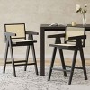 Set of 2 Modern Cane-Style 27 Inch Bar Stool, PE Rattan Armrest Bar Stool with Full Back, Bar Stool with Rubberwood Frame-Coolbibila - 2 of 4