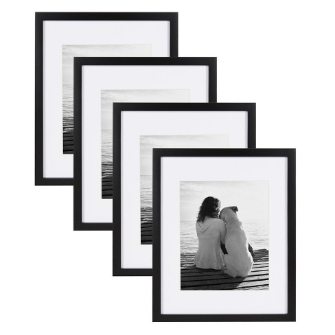 Americanflat 11x14 Picture Frame with 8x10 Mat - Wood with Glass Cover -  Black