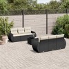vidaXL Patio Sofa Set with Cushions Outdoor Furniture 7 Piece Poly Rattan - Black and Cream - 2 of 4