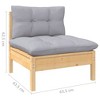 vidaXL 2-Seater Patio Sofa with Gray Cushions, Solid Pinewood Construction, Flexible Modular Design, Weather Resistant, Perfect for Outdoor Use - 3 of 4