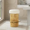 Jennifer Taylor Home Nebula 26" Backless Round Upholstered Counter Stool with Burl Wood - 4 of 4