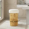 Jennifer Taylor Home Nebula 26" Backless Round Upholstered Counter Stool with Burl Wood - image 4 of 4