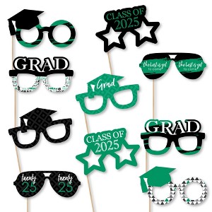 Big Dot of Happiness 2025 Green Graduation Glasses - Paper Card Stock Party Photo Booth Props Kit - 10 Count - 1 of 4