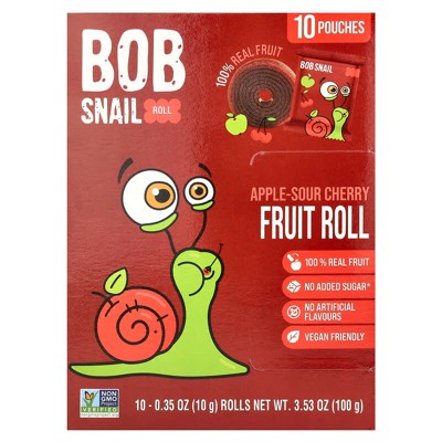 Bob Snail, Fruit Rolls, Apple-Sour Cherry, 10 Pouches, 0.35 oz