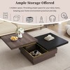 47"W Coffee Table Cocktail Table Center Table with Rotatable Top, Hidden Storage Space and Wood Grain Design, Brown+White/Black-ModernLuxe - 4 of 4