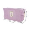 Unique Bargains Corduroy Rectangular Letter Makeup Bag Pink Purple 1 Pc - 2 of 4