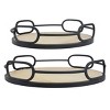2pc Modern Round Wood and Metal Serving Tray Set Brown - Stonebriar Collection - 3 of 4