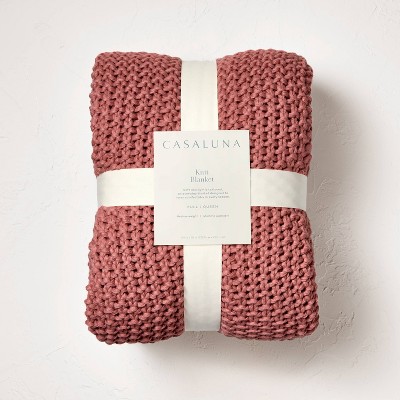 Full Rose Chunky Knit Machine Washable Bed Blanket