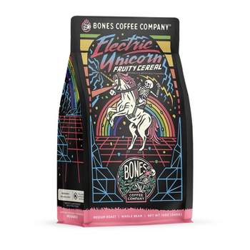 Bones Coffee Company Electric Unicorn Flavored Whole Coffee Beans 12 oz (Whole Bean)