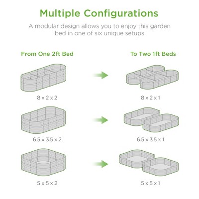 Beige 8ft Oval Steel Raised Garden Bed Planter Box