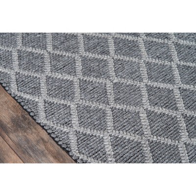 Charcoal Geometric Tufted Wool-Viscose 24"x36" Handmade Rug