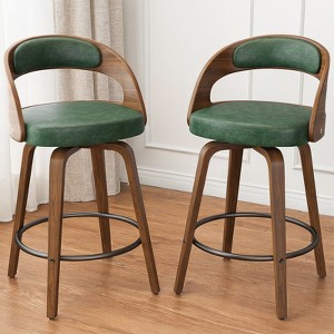 Gikpal Bar Stools, 26" Counter Height Barstools with Bentwood Legs, Swivel Counter Stools with Back, Modern Faux Leather Upholstered Bar Chairs - 1 of 4