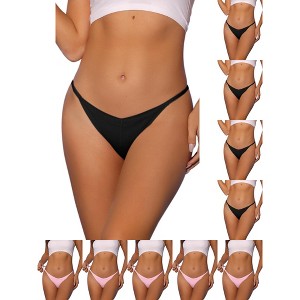 INSPIRE CHIC Women's V-Waisted Underwear Ruched Invisibles Breathable No Trace Thongs 10 Packs - 1 of 4