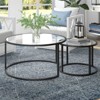 Metal Double Nested Round Coffee Table in Black with Glass Top - Henn&Hart - 4 of 4