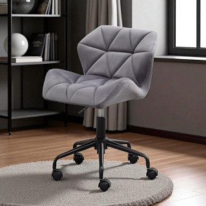 Mshliw Velvet Tufted Swivel Office Chair with Adjustable Height, Dining Chair, Black Metal Base & Casters for Home or Workspace - 1 of 4