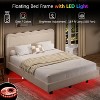 Vipbear Floating Bed Frame with Waved Headboard & Sturdy Metal Frame Queen Size Boucle Bed Frame with LED Light No Box Spring,Noise-Free,Easy Assembly - 4 of 4