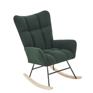 NicBex Teddy Fabric Glider Rocking Chair,Upholstered Nursery Rocking Chairs,Modern Rocking Chairs,Nursing Chair for Living Room,Bedroom,Emerald - 1 of 4