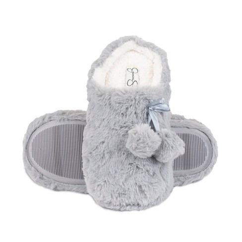 Fuzzy discount grey slippers