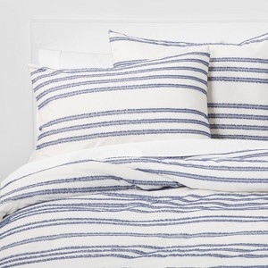 Full/Queen Eyelash Stripe Comforter Set Blue - Threshold