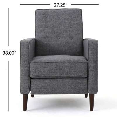 Gray Mid-Century Birch Wood Recliner with Tufted Back