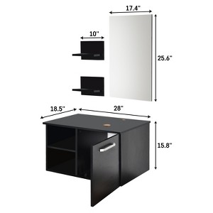 ELECWISH 28 in. W x 18.5 in. D x 16 in. H Bath Vanity Cabinet with Solid Surface Vanity Top with Mirror in Black - 1 of 4