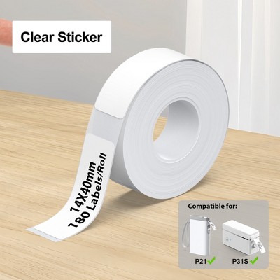 FLEXYVA P21 Label Maker Tape, 14x40mm (0.55"x1.57") Self-Adhesive Label Compatible with P21 Label Maker for Home/Office/School, 180 Labels/Roll, White