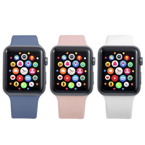 Insten 3 Pack Soft Tpu Rubber Replacement Band For Apple Watch 38mm 40mm All Series Se 6 5 4 3 2 1 Lavender Gray Pink Sand White Target