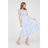 August Sky Women's Sleeveless Wide Mock Ties Ruched Floral Midi Dress - 4 of 4