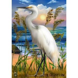 Egret Summer House Flag Beach Nautical Birds 28" x 40" Briarwood Lane - 1 of 4
