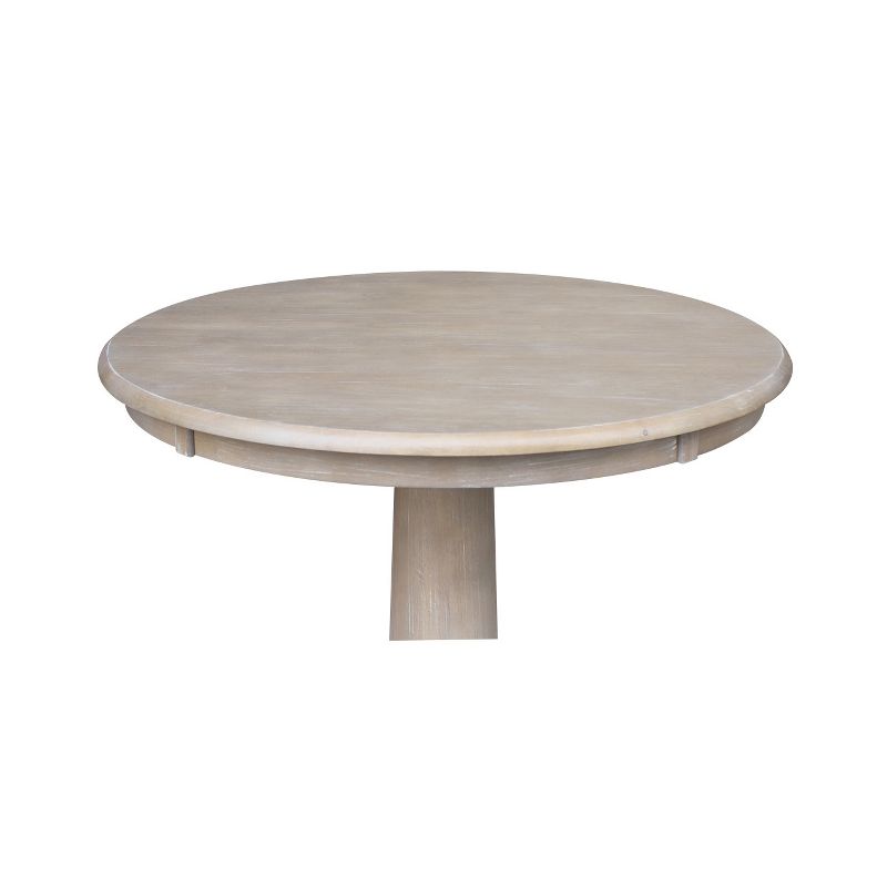 Solid Wood Round Pedestal Dining Table Weathered Gray Taupe - International Concepts, 4 of 7
