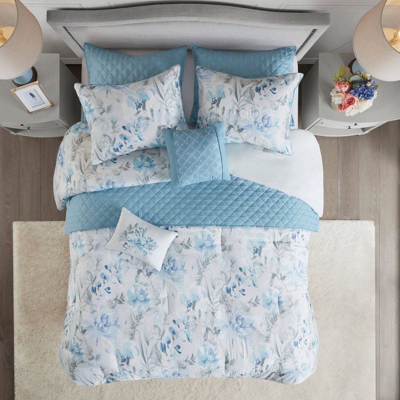 Elian Comforter and Coverlet Set Blue, 1 of 19