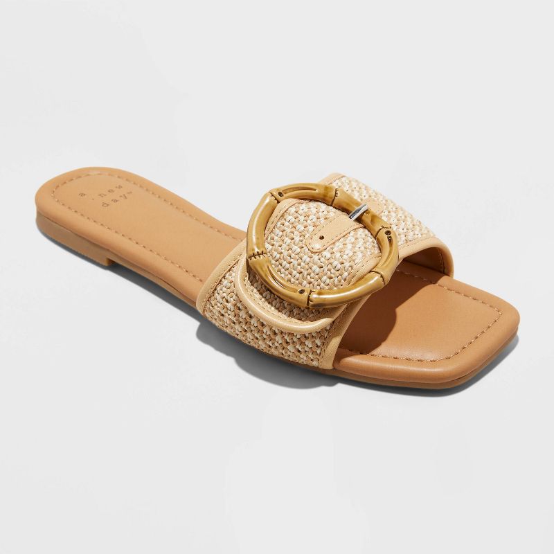 Women's Bennie Buckle Slide Sandals with Memory Foam Insole - A New Day™, 1 of 12