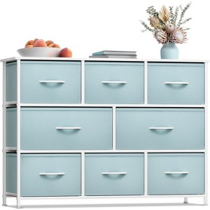 Sorbus 8 Drawers Wide Dresser - Organizer Unit with Steel Frame Wood Top and handle, Fabric Bins - Amazing for household decluttering - 1 of 4