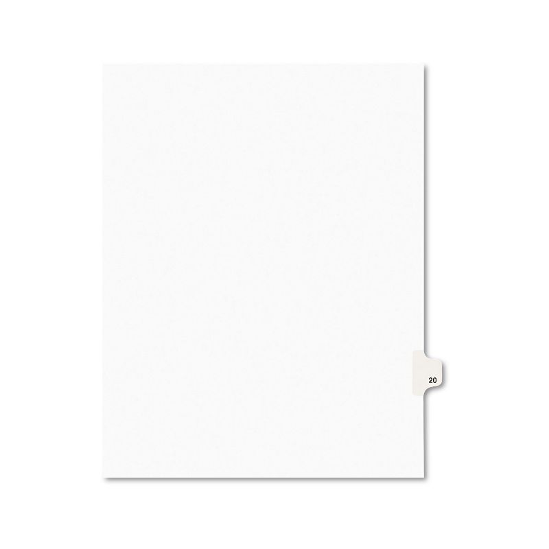 Avery-Style Legal Exhibit Side Tab Divider Title: 20 Letter White 25/Pack 01020, 1 of 7